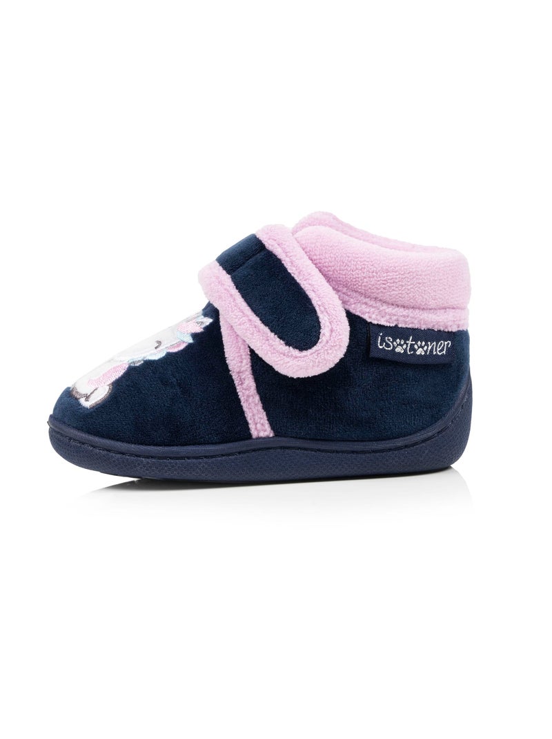 Pantofole stivaletti velour, supporto rinforzato, chiusura in neonato bambina Isotoner Blu marino - Kiabi