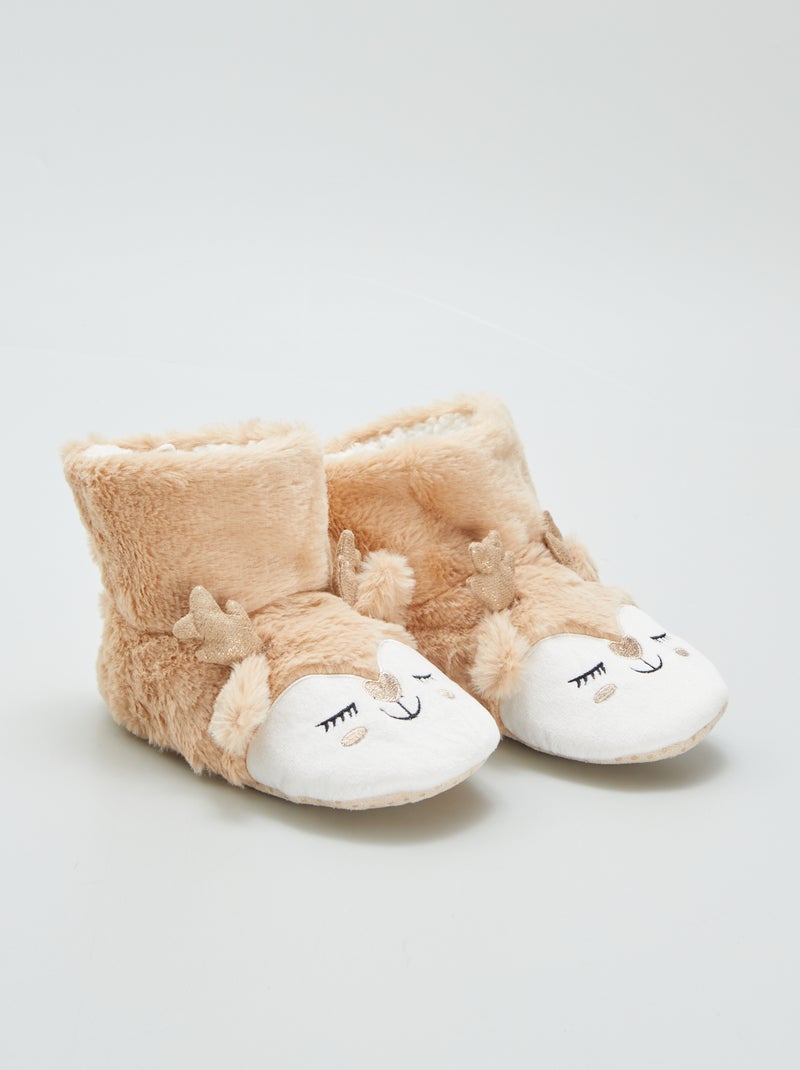 Pantofole stivali 'renne' beige - Kiabi