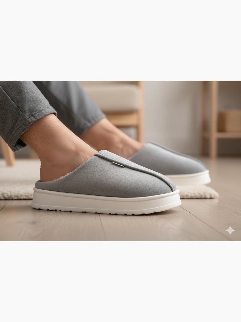 Pantofole tipo sabot uomo velluto a coste MU10121 Grigio - Kiabi