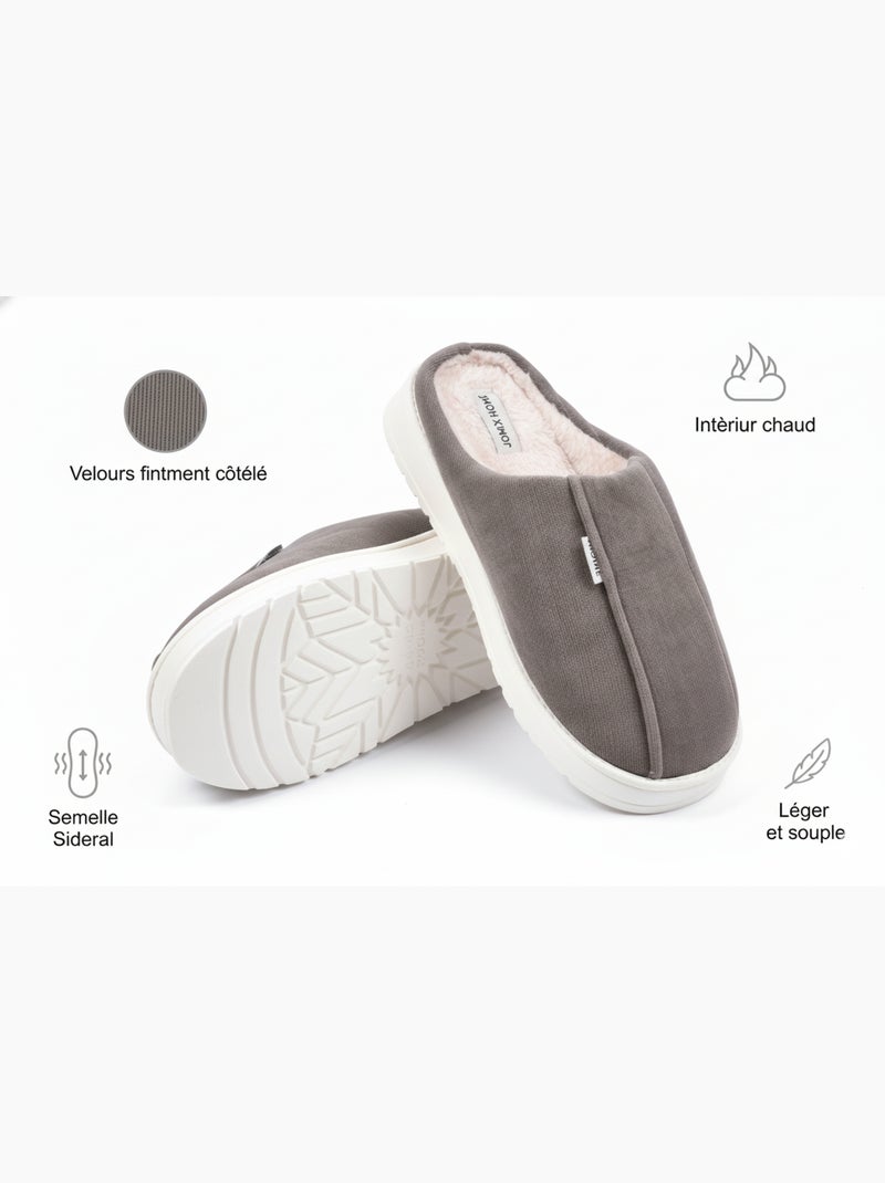 Pantofole tipo sabot uomo velluto a coste MU10121 Marrone - Kiabi