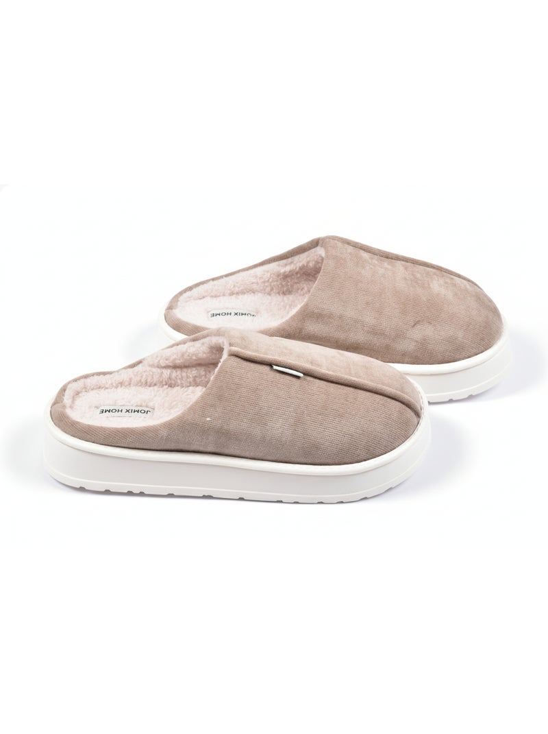 Pantofole tipo sabot uomo velluto a coste MU10121 Tortora - Kiabi