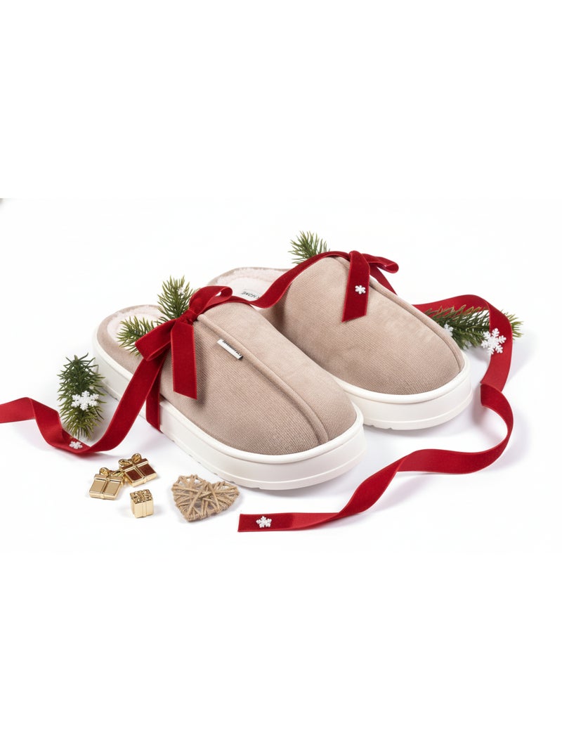 Pantofole tipo sabot uomo velluto a coste MU10121 Tortora - Kiabi