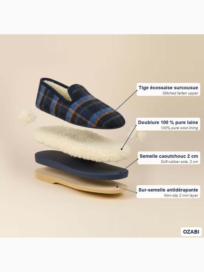 Pantofole unisex ozabi charentaise premium fodera pura lana spagna Blu marino - Kiabi