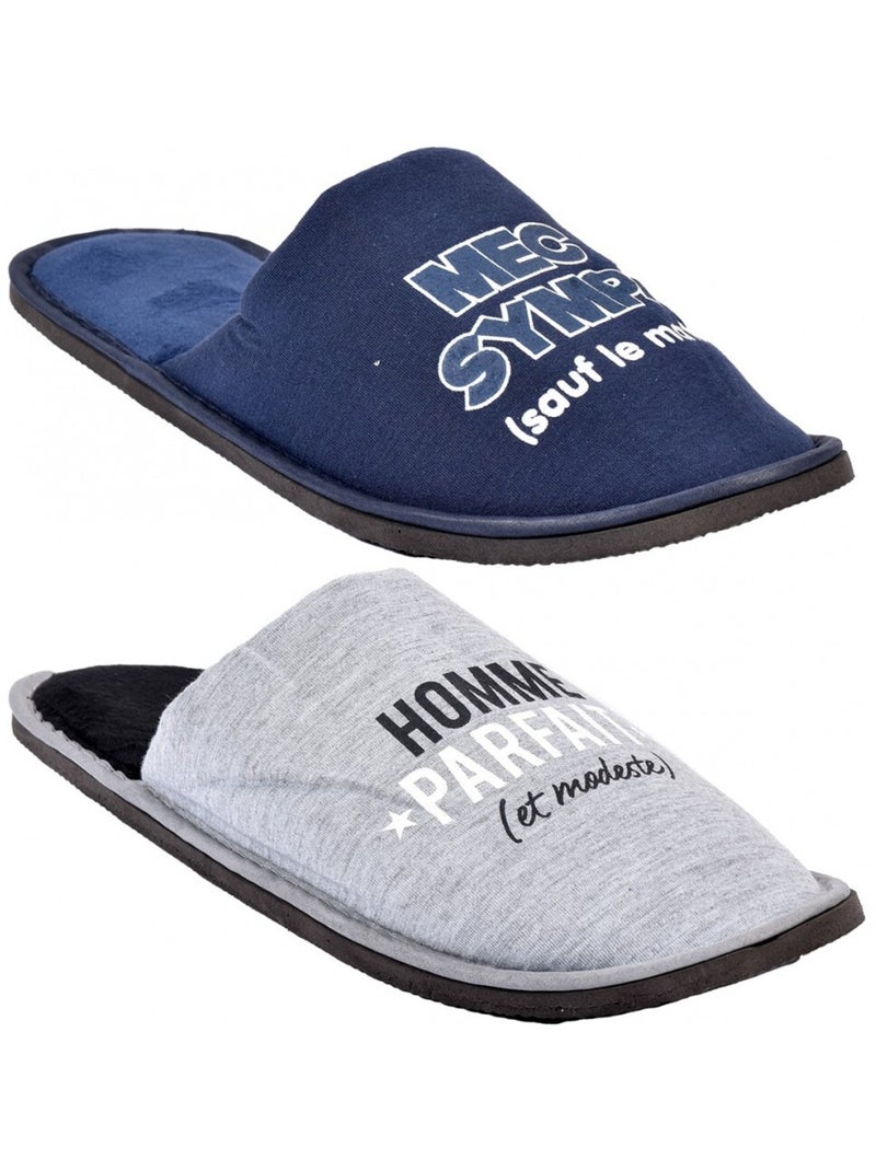 Pantofole uomo confezione da 2 Blu grigio - Kiabi