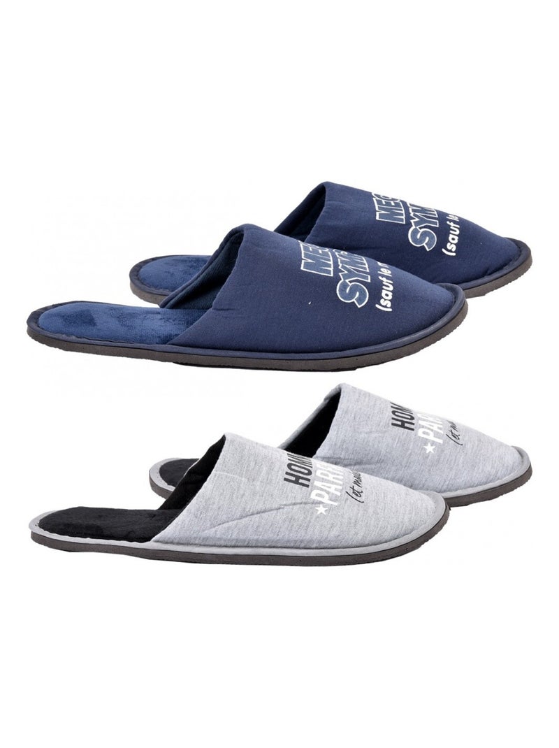 Pantofole uomo confezione da 2 Blu grigio - Kiabi