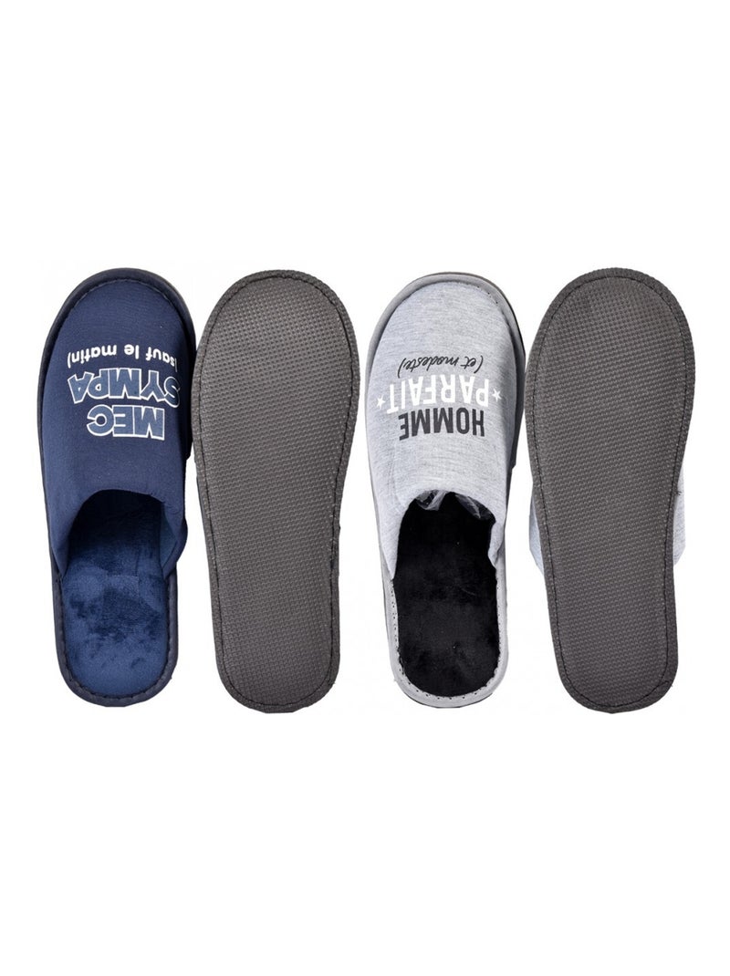 Pantofole uomo confezione da 2 Blu grigio - Kiabi