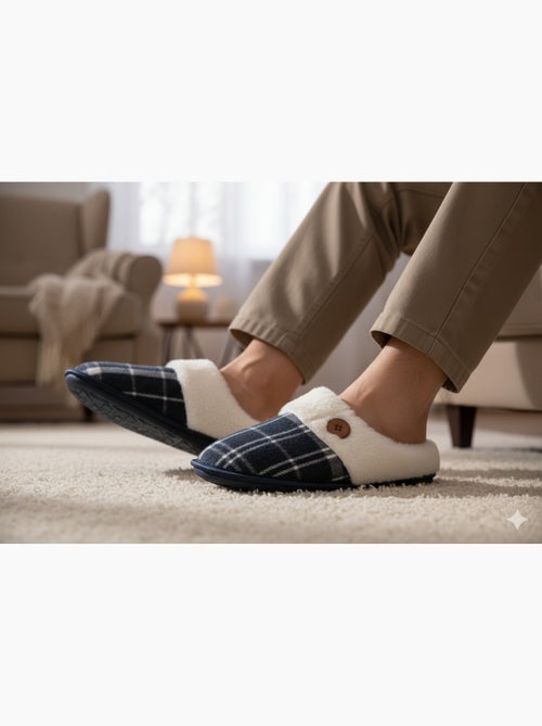 Pantofole uomo Jacquard scozzese MU9732 - Kiabi