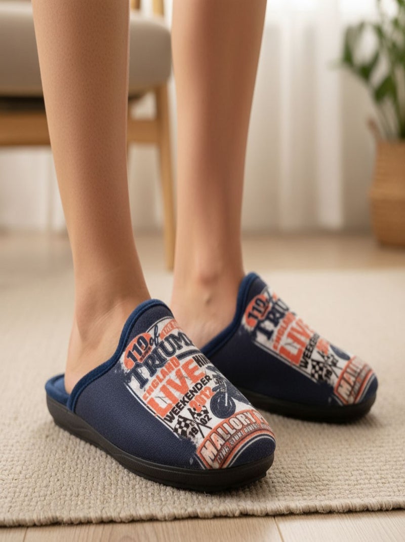 Pantofole Uomo Mule Fantasia PHOTOPRINT Blu Arancio - Kiabi