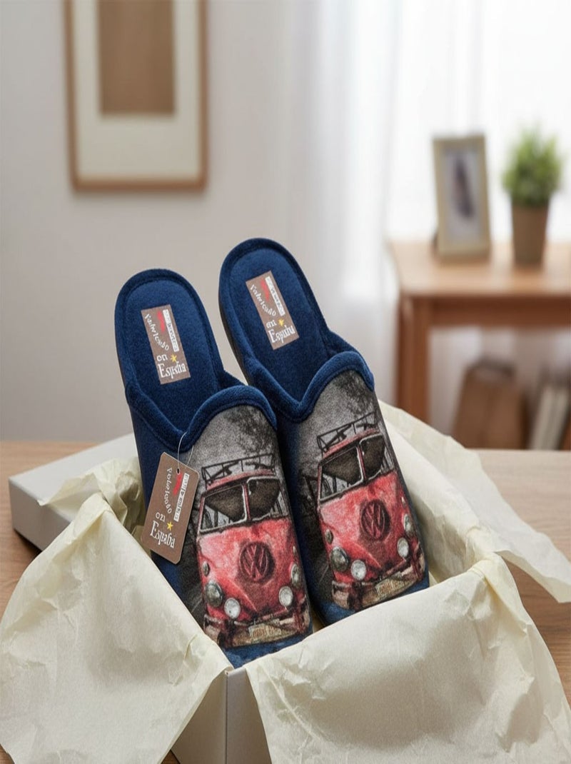 Pantofole Uomo Mule Fantasia PHOTOPRINT Blu Rosso - Kiabi