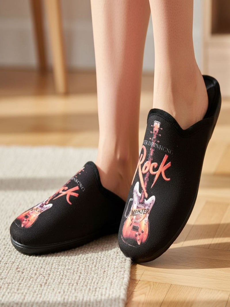 Pantofole Uomo Mule Fantasia PHOTOPRINT Nero Arancione - Kiabi