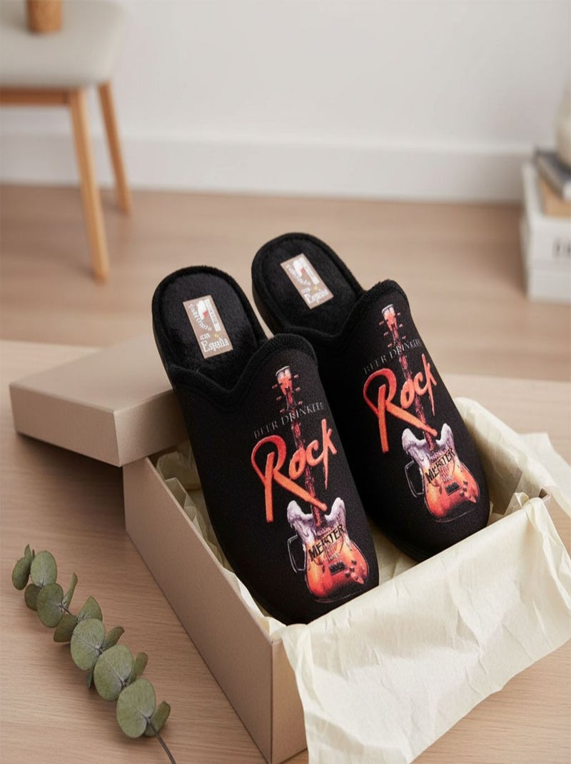 Pantofole Uomo Mule Fantasia PHOTOPRINT Nero Arancione - Kiabi