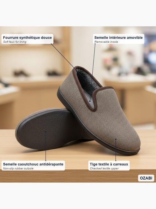 Pantofole uomo ozabi antiscivolo a quadri, suola estraibile - Kiabi Pantofole uomo ozabi antiscivolo a quadri, suola estraibile - Kiabi