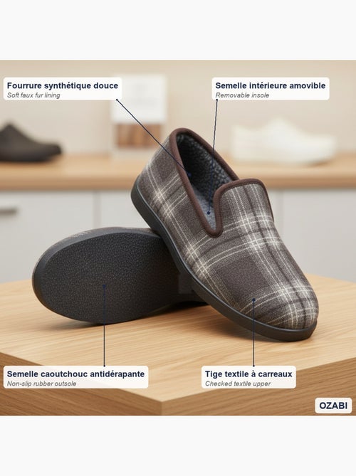 Pantofole uomo ozabi antiscivolo a quadri, suola estraibile - Kiabi Pantofole uomo ozabi antiscivolo a quadri, suola estraibile - Kiabi