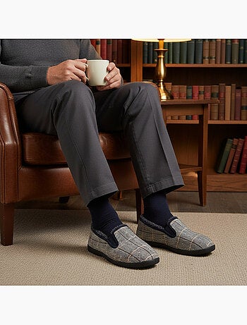 Pantofole uomo ozabi carreaux chevrons suola antidérapante