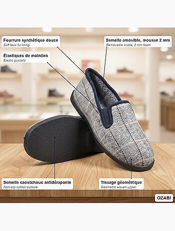 Pantofole uomo ozabi carreaux chevrons suola antidérapante