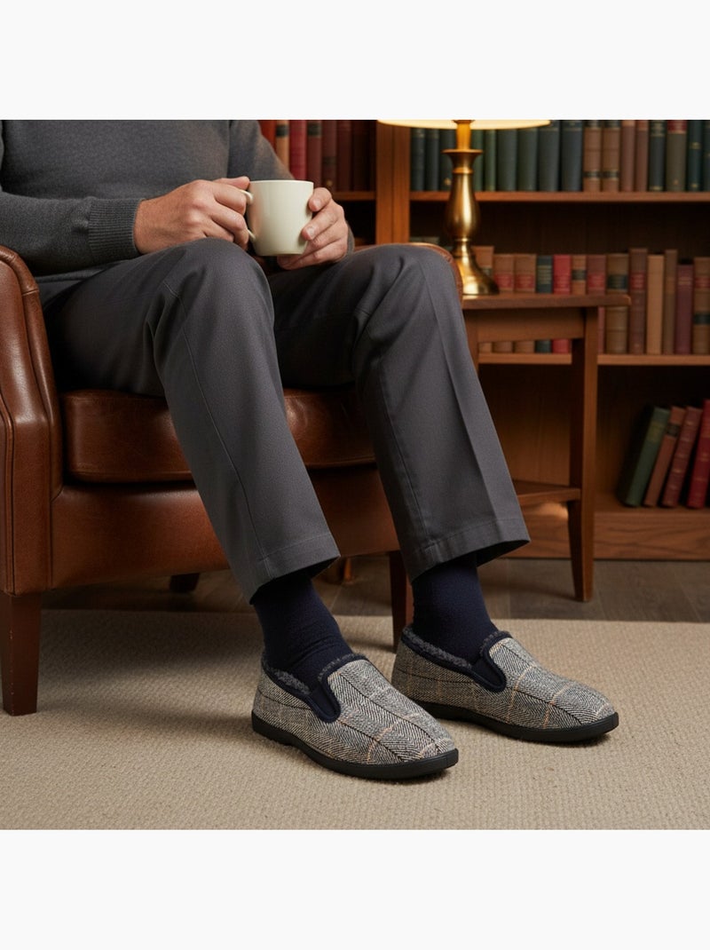 Pantofole uomo ozabi carreaux chevrons suola antidérapante Blu chiaro - Kiabi