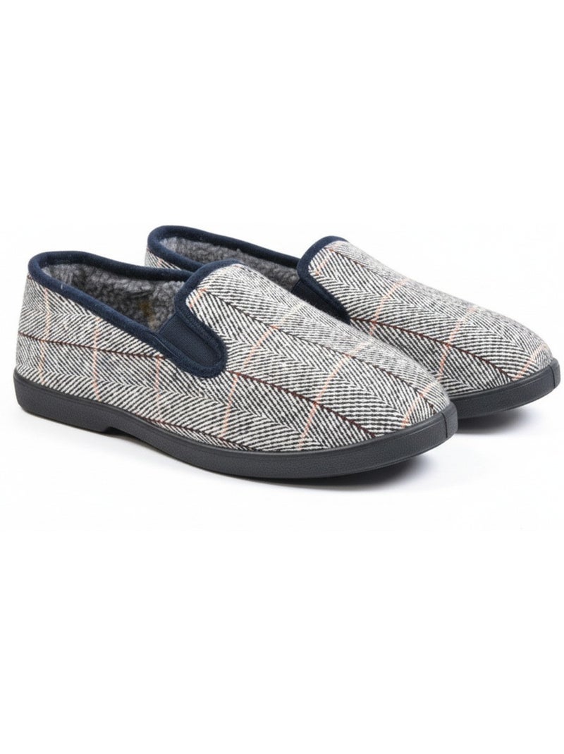 Pantofole uomo ozabi carreaux chevrons suola antidérapante Blu chiaro - Kiabi