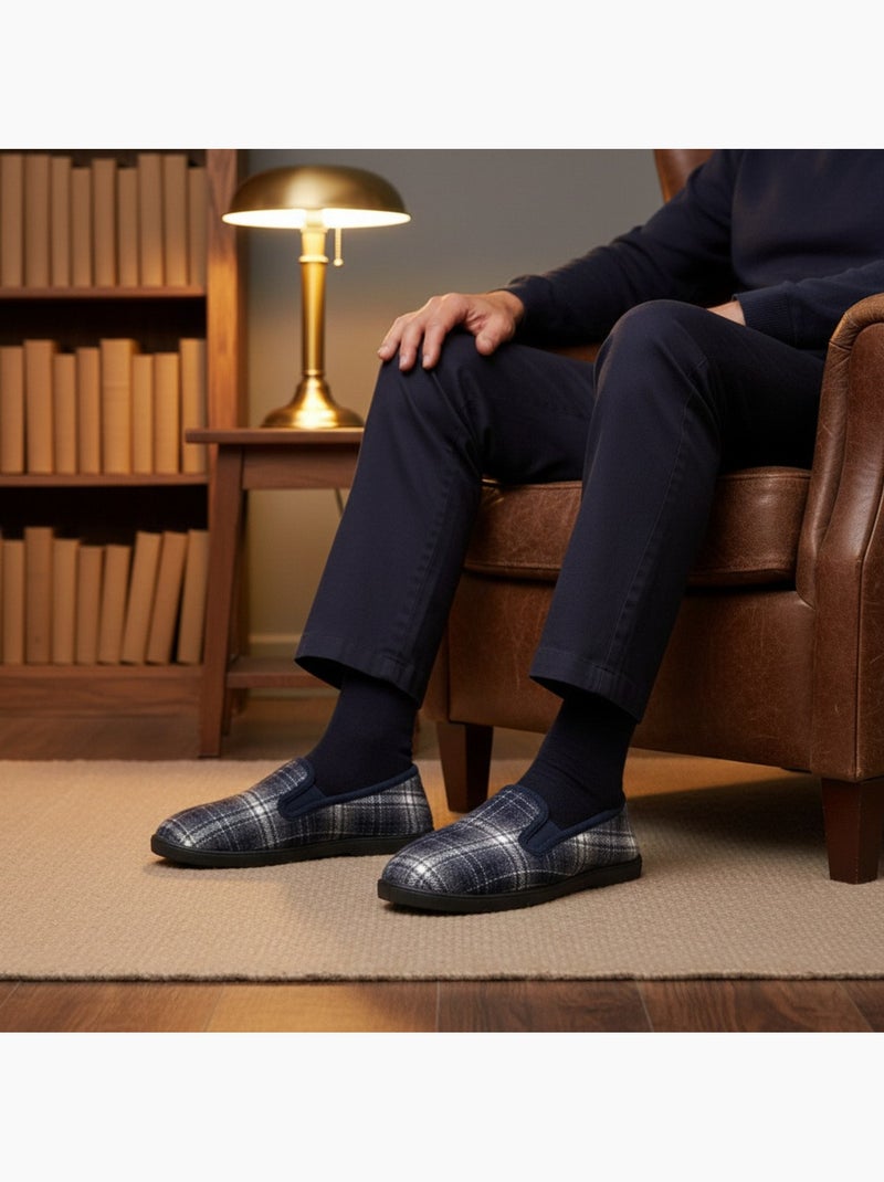 Pantofole uomo ozabi carreaux chevrons suola antidérapante Blu marino - Kiabi