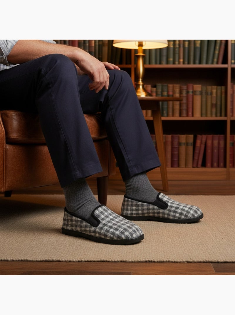Pantofole uomo ozabi carreaux chevrons suola antidérapante Grigio chiaro - Kiabi