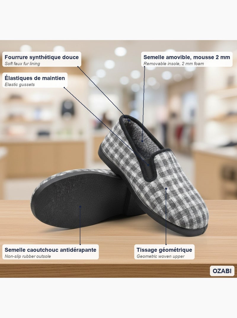 Pantofole uomo ozabi carreaux chevrons suola antidérapante Grigio chiaro - Kiabi
