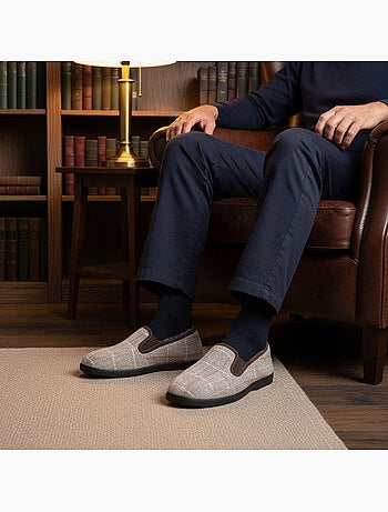 Pantofole uomo ozabi carreaux chevrons suola antidérapante