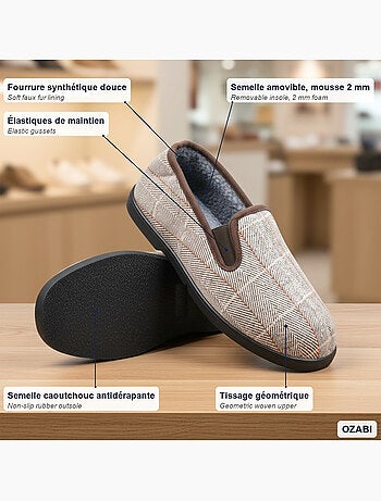 Pantofole uomo ozabi carreaux chevrons suola antidérapante