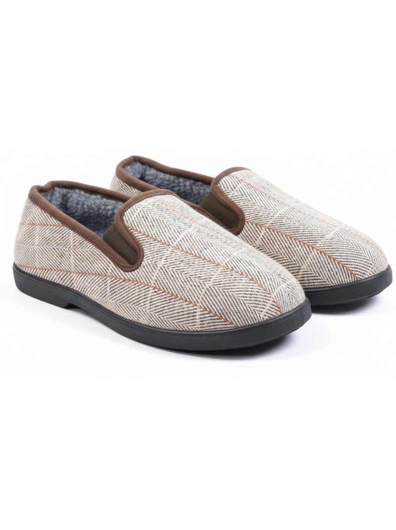 Pantofole uomo ozabi carreaux chevrons suola antidérapante Marrone chiaro - Kiabi