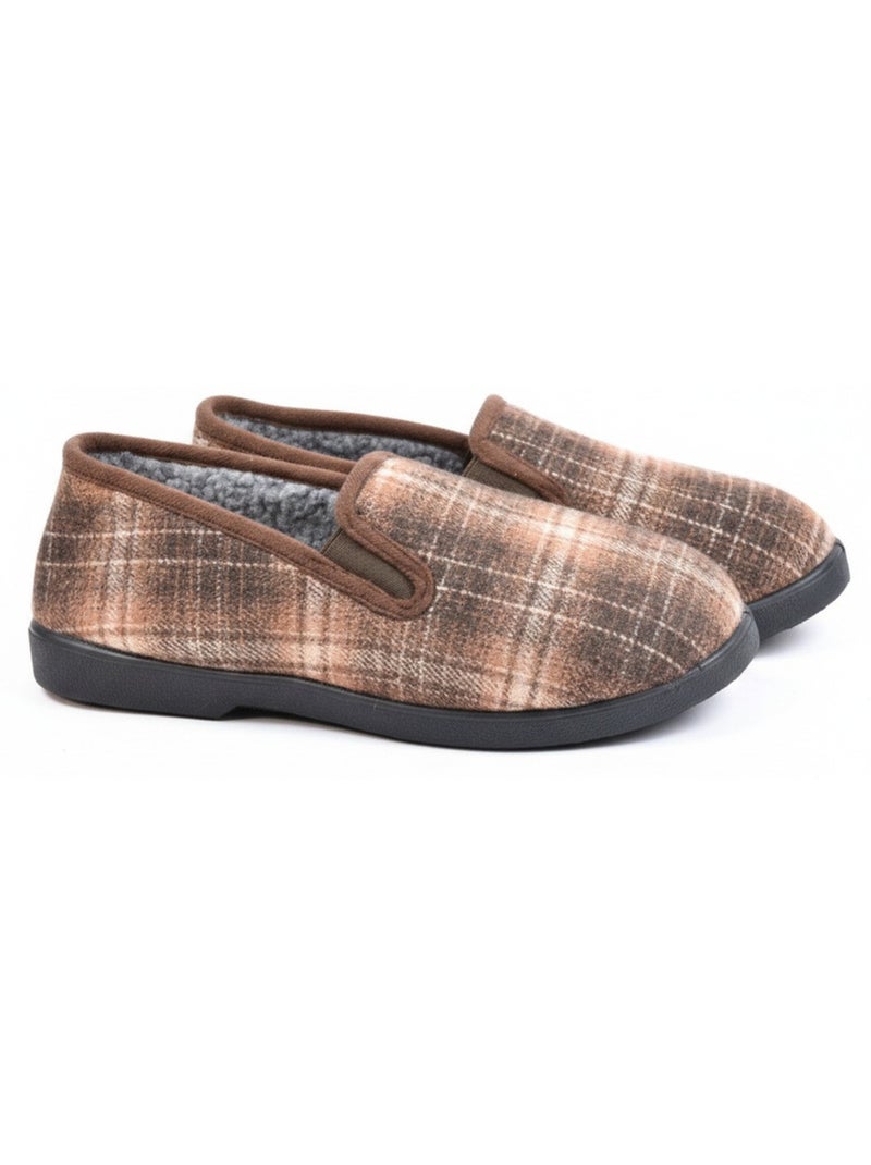Pantofole uomo ozabi carreaux chevrons suola antidérapante Marrone - Kiabi