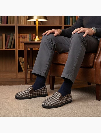 Pantofole uomo ozabi carreaux chevrons suola antidérapante