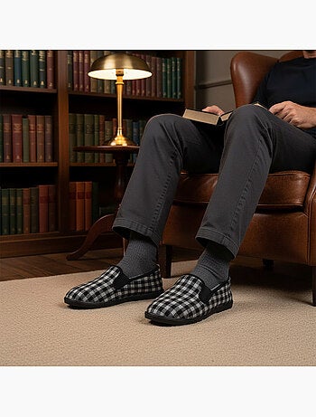 Pantofole uomo ozabi carreaux chevrons suola antidérapante