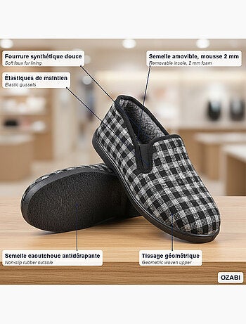 Pantofole uomo ozabi carreaux chevrons suola antidérapante