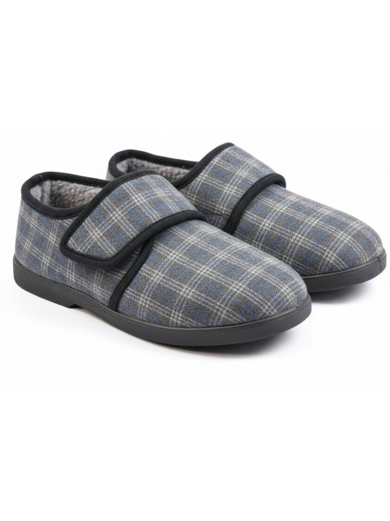 Pantofole uomo ozabi charentaise fodrrate banda autoadesiva suola antiscivolo Grigio - Kiabi