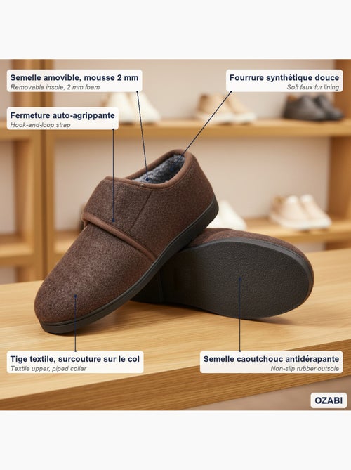 Pantofole uomo ozabi charentaise fodrrate banda autoadesiva suola antiscivolo - Kiabi Pantofole uomo ozabi charentaise fodrrate banda autoadesiva suola antiscivolo - Kiabi