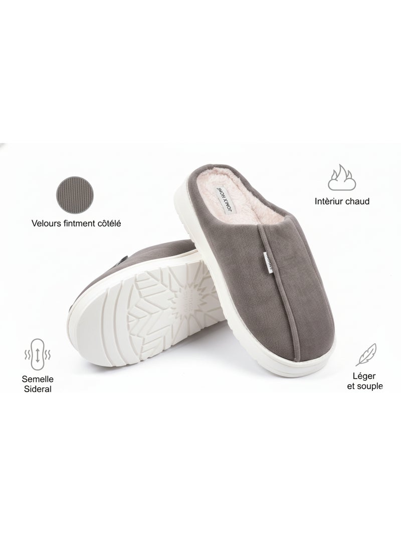 Pantofole uomo velluto a coste MU10121 Marrone - Kiabi