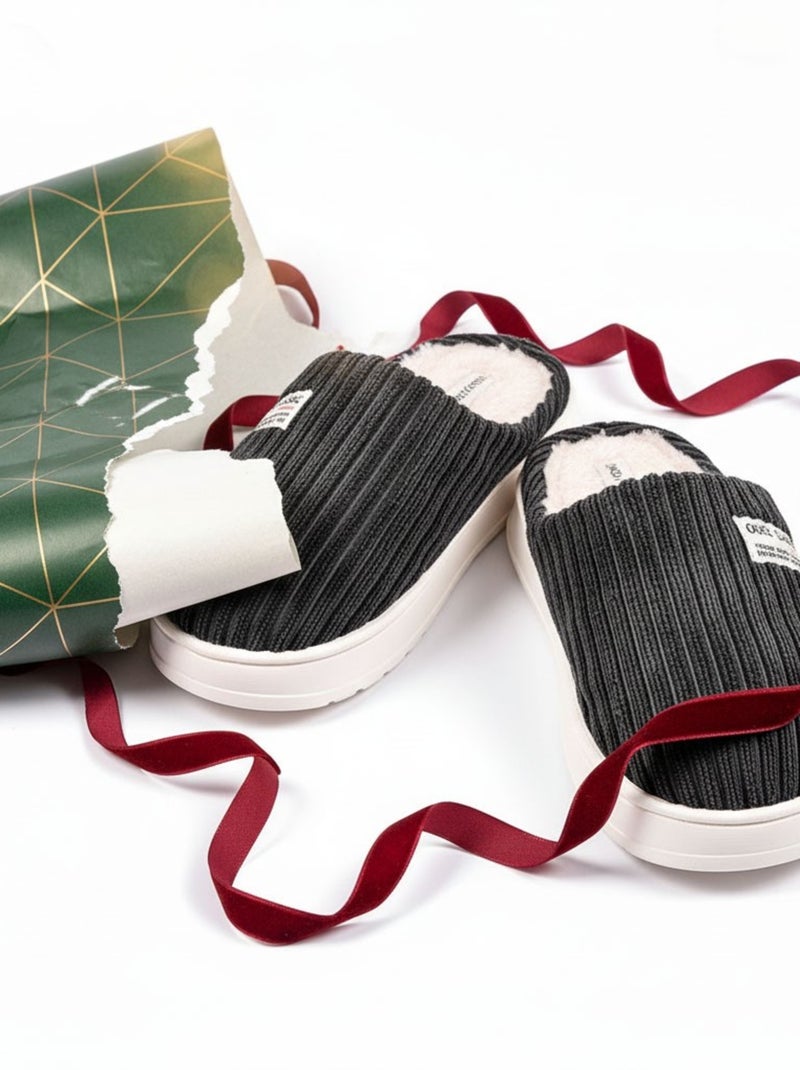 Pantofole uomo velluto a coste MU10122 Grigio antracite - Kiabi