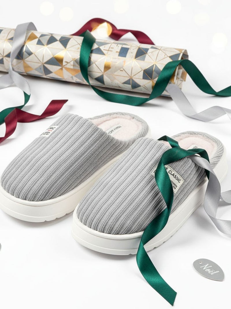 Pantofole uomo velluto a coste MU10122 Grigio - Kiabi