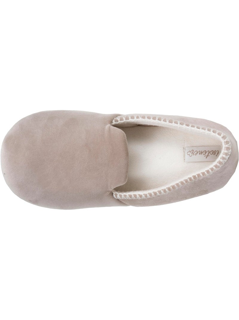 Pantofole  velluto, suola in gomma antiscivolo donna Isotoner Beige - Kiabi