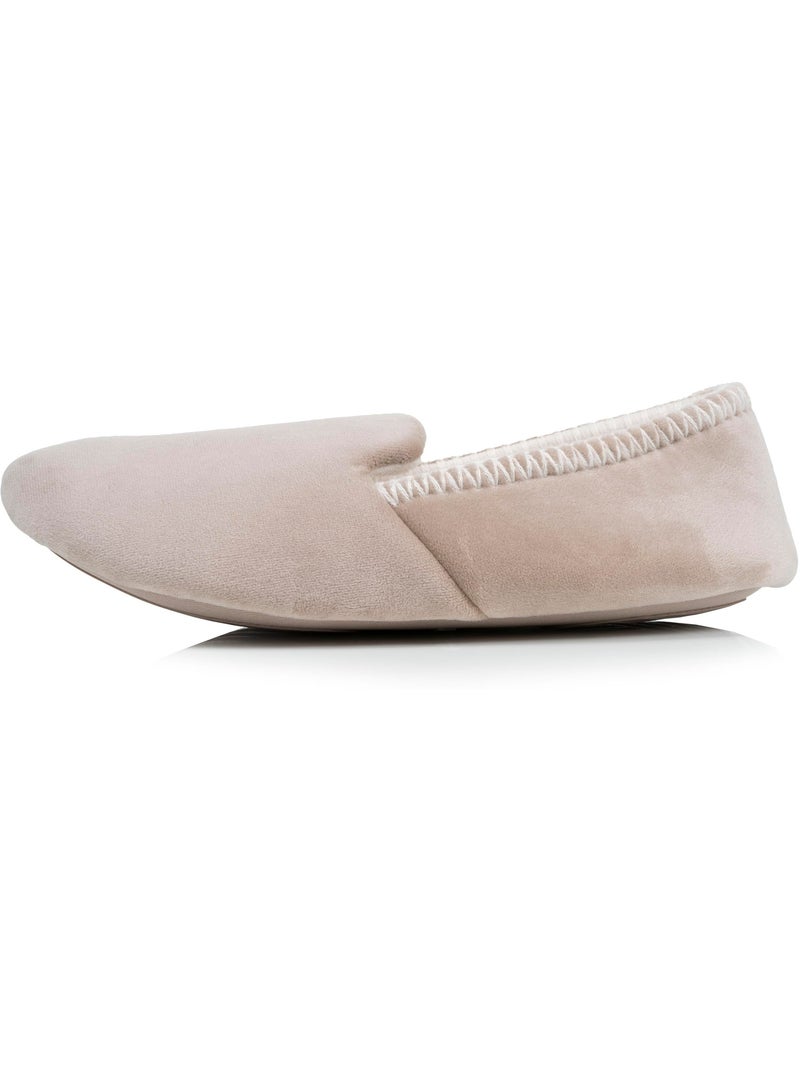 Pantofole  velluto, suola in gomma antiscivolo donna Isotoner Beige - Kiabi