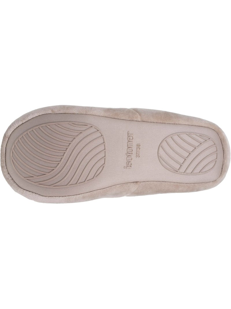 Pantofole  velluto, suola in gomma antiscivolo donna Isotoner Beige - Kiabi