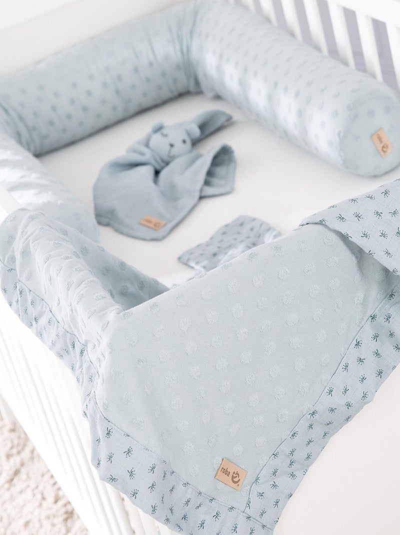 Paracolpi + copertina + doudou in cotone bio "Roba Lil Planet" Blu pastello - Kiabi