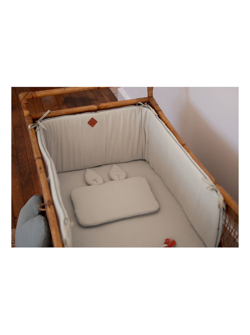 Paracolpi per lettino reversibile in mussola di cotone | SEVIRA KIDS Bianco dorato - Kiabi