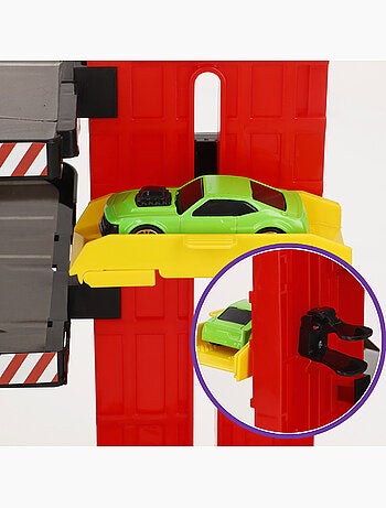 Parcheggio a 3 livelli con elicottero e auto in metallo teamsterz