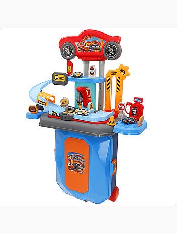 Parcheggio cittadino 2 in 1 con 3 auto in metallo e custodia portatile (47x24x66 cm) speed & go