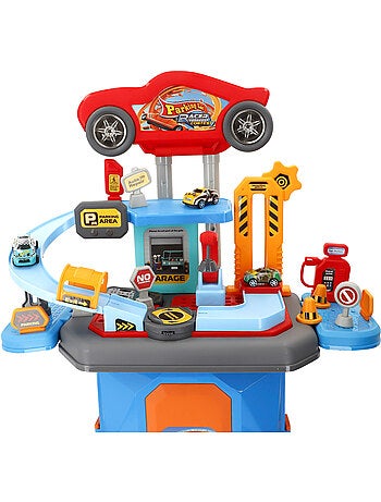 Parcheggio cittadino 2 in 1 con 3 auto in metallo e custodia portatile (47x24x66 cm) speed & go