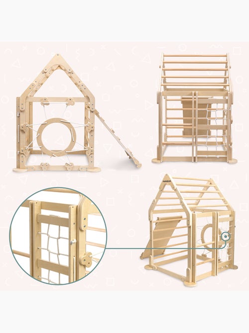 Parco giochi interno in legno casa con scivolo e rete da arrampicata – Mamabrum - Kiabi