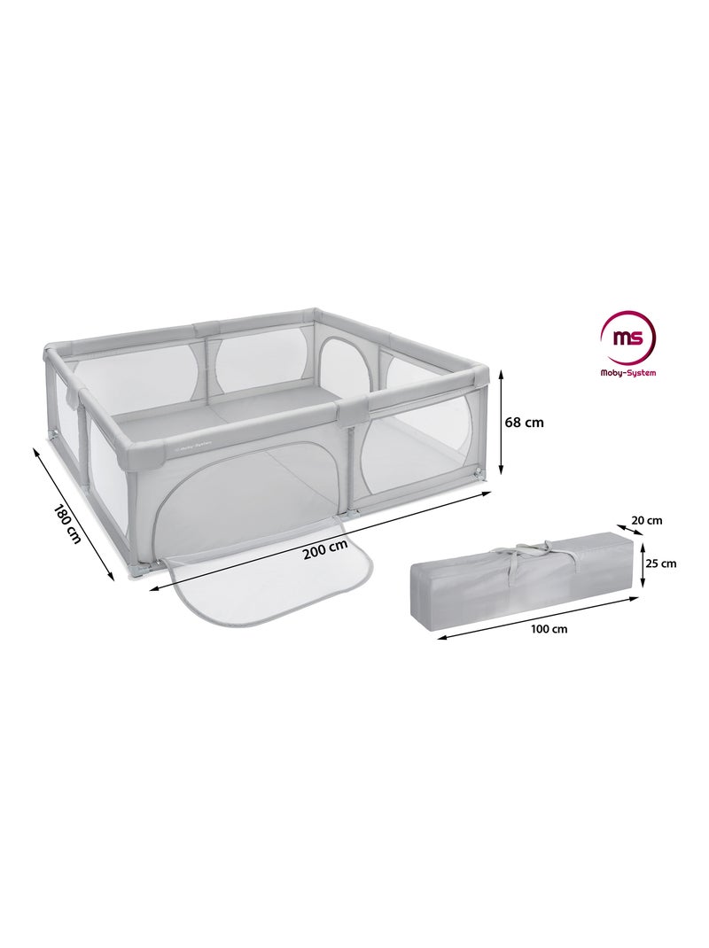Parco giochi pieghevole XXL per bambini Moby-System con rete e borsa trasporto Grigio - Kiabi