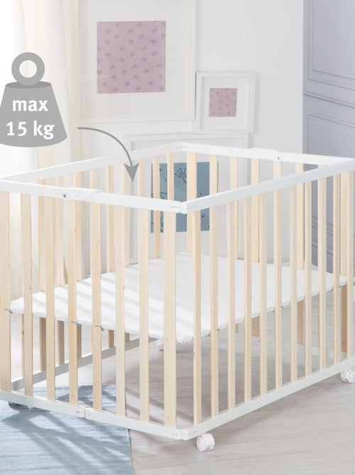 Parco pieghevole rettangolare in legno massello con ruote frenanti – ROBA - Kiabi Parco pieghevole rettangolare in legno massello con ruote frenanti – ROBA - Kiabi