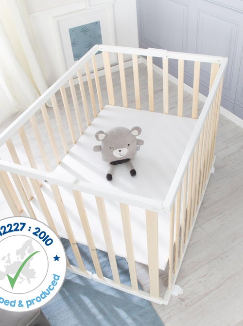 Parco pieghevole rettangolare in legno massello con ruote frenanti – ROBA - Kiabi Parco pieghevole rettangolare in legno massello con ruote frenanti – ROBA - Kiabi