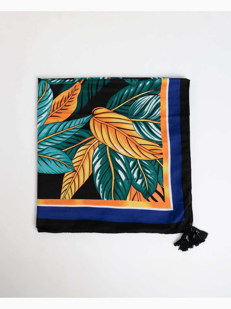 Pareo ADMAS Yellow Leaf per donna Blu marino - Kiabi