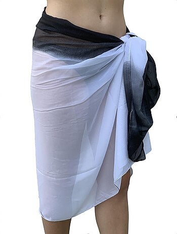 Pareo di seta bianco nero Marina